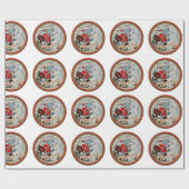 Kerstkerstman die een oud vliegtuig vliegt cadeaupapier (Vlak)