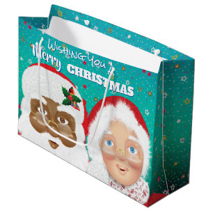 KerstKerstman en mevrouw Claus Biraciale Kerstmis Groot Cadeauzakje
