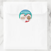 KerstKerstman en mevrouw Claus Biraciale Kerstmis Ronde Sticker (Tas)