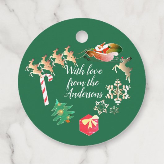 Kerstkerstman en rendier bedankjes labels (Achterkant)