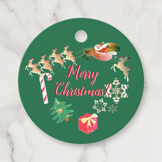 Kerstkerstman en rendier bedankjes labels (Voorkant)