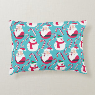 Kerstkerstman en Teddy Bear met snoepriet Accent Kussen