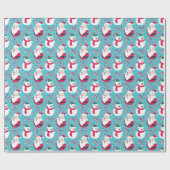 Kerstkerstman en Teddy Bear met snoepriet Cadeaupapier (Vlak)