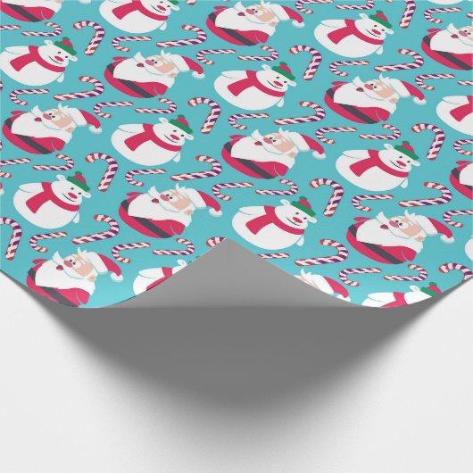 Kerstkerstman en Teddy Bear met snoepriet Cadeaupapier (Hoek)