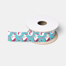 Kerstkerstman en Teddy Bear met snoepriet Satijnen Lint