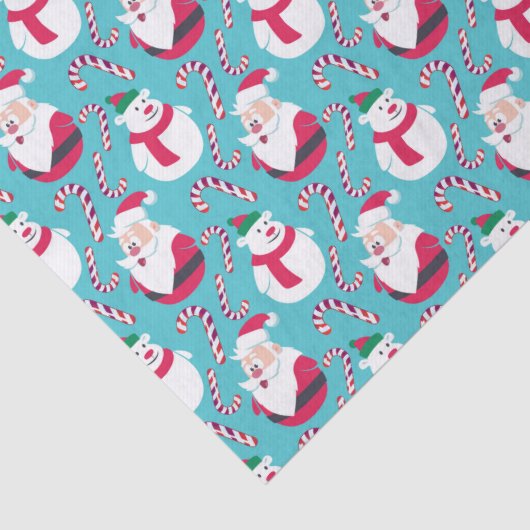 Kerstkerstman en Teddy Bear met snoepriet Tissuepapier (Detail)