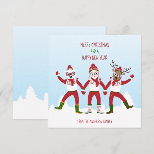 Kerstkerstman en vrienden feestdag Kaart (Voorkant / Achterkant)