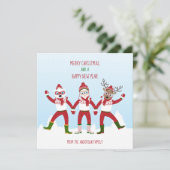 Kerstkerstman en vrienden feestdag Kaart (Staand voorkant)