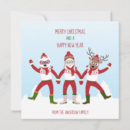 Kerstkerstman en vrienden feestdag Kaart (Voorkant)