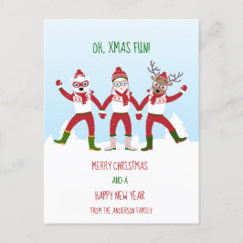 Kerstkerstman en vrienden houden de handen klassie briefkaart