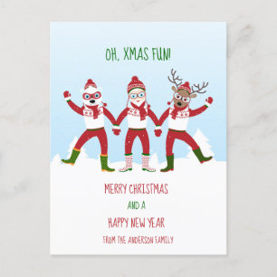 Kerstkerstman en vrienden houden de handen klassie briefkaart