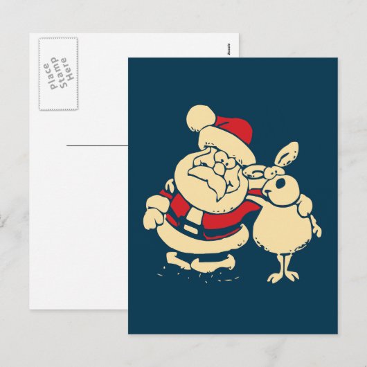 Kerstkerstman en zijn rendierboeddy feestdagenkaart (Voorkant / Achterkant)