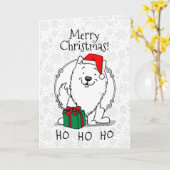 Kerstkerstman: Eskimo Dog HO HO Cute Kaart (Gele Bloem)