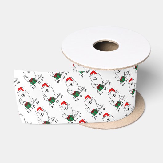 Kerstkerstman: Eskimo Dog HO HO Cute Satijnen Lint (Spoel)