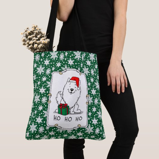 Kerstkerstman: Eskimo Dog HO HO Cute Tote Bag (Dichtbij)