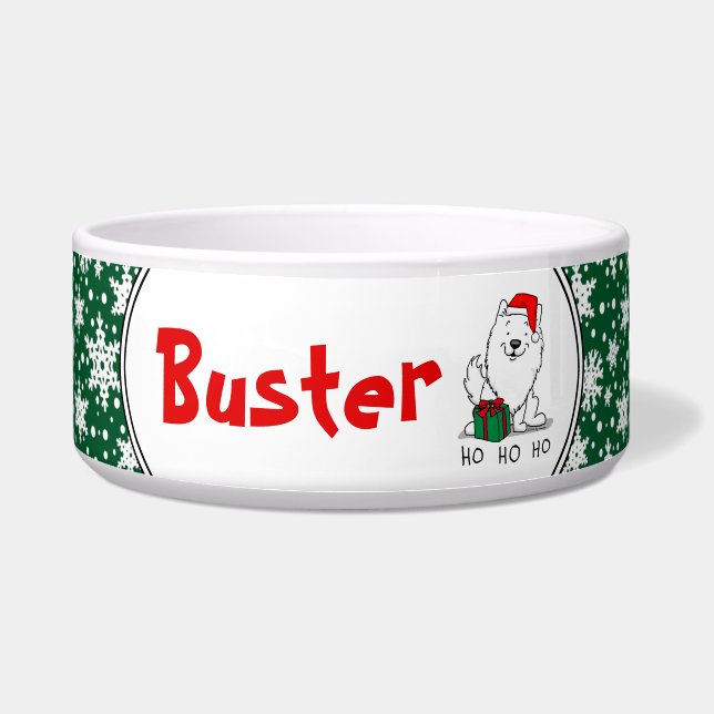 Kerstkerstman: Eskimo Dog HO HO Cute Voerbakje (Voorkant)