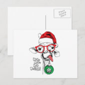 Kerstkerstman Giraffe Feestdagenkaart (Voorkant / Achterkant)
