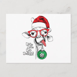 Kerstkerstman Giraffe Feestdagenkaart