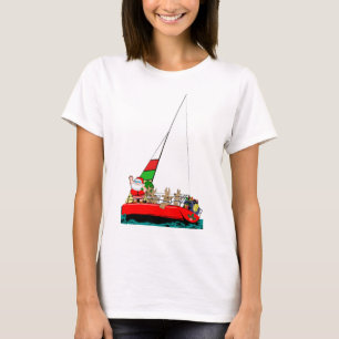 Kerstkerstman in de zeilboot die ik in plaats daar t-shirt