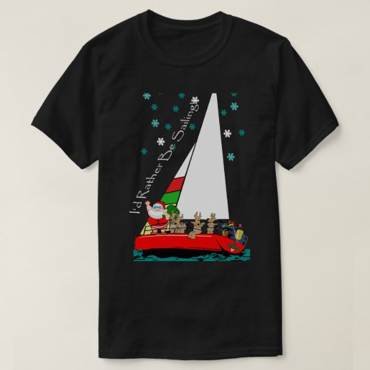 Kerstkerstman in de zeilboot t-shirt (Design voorkant)