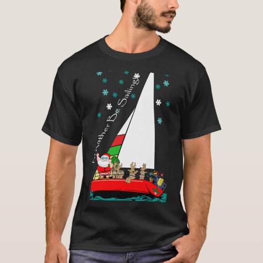 Kerstkerstman in de zeilboot t-shirt (Voorkant)