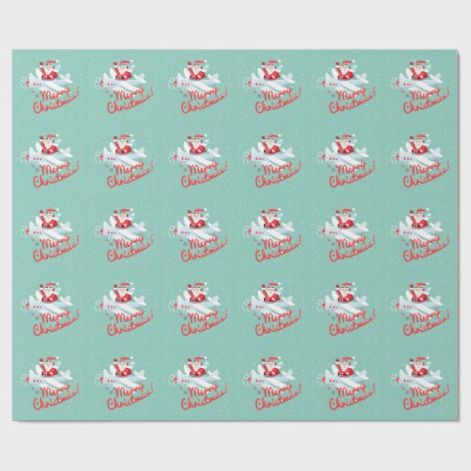 Kerstkerstman in  stijl cadeaupapier (Vlak)