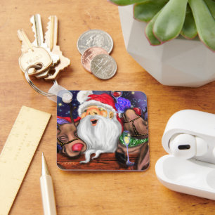 Kerstkerstman, kerstman en rendieren Funny Sleutelhanger