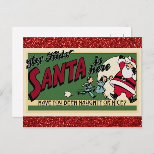 Kerstkerstman,  kerstman, onbeschoft of mooi briefkaart (Voorkant / Achterkant)