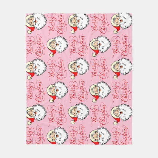 Kerstkerstman  kerstman roze fleece Blanket (Voorkant)