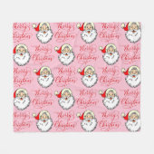 Kerstkerstman  kerstman roze fleece Blanket (Voorkant (Horizontaal))