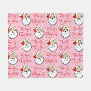Kerstkerstman  kerstman roze fleece Blanket Deken