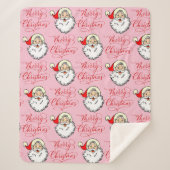 Kerstkerstman  kerstman roze fleece Blanket Sherpa Deken (Voorkant)