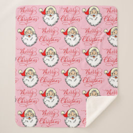 Kerstkerstman  kerstman roze fleece Blanket Sherpa Deken