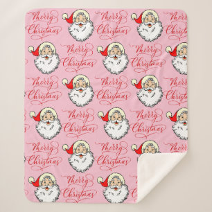 Kerstkerstman  kerstman roze fleece Blanket Sherpa Deken