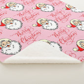 Kerstkerstman  kerstman roze fleece Blanket Sherpa Deken (3/4)