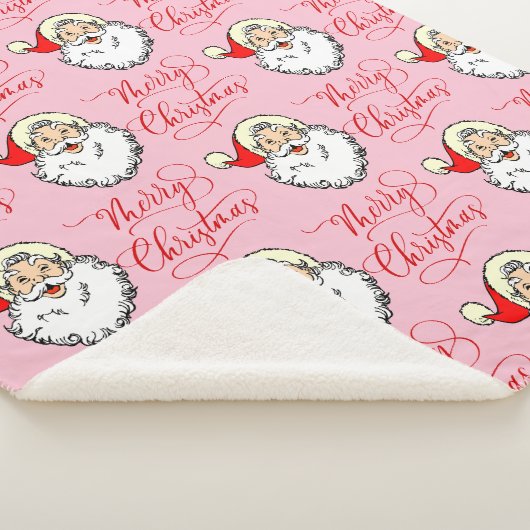 Kerstkerstman  kerstman roze fleece Blanket Sherpa Deken (3/4)