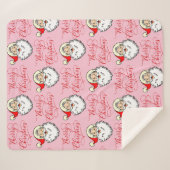 Kerstkerstman  kerstman roze fleece Blanket Sherpa Deken (Voorkant (horizontaal))