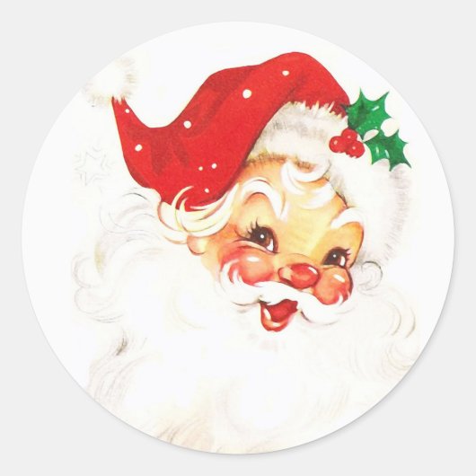 Kerstkerstman  Klassic Jolly Santa Ronde Sticker (Voorkant)