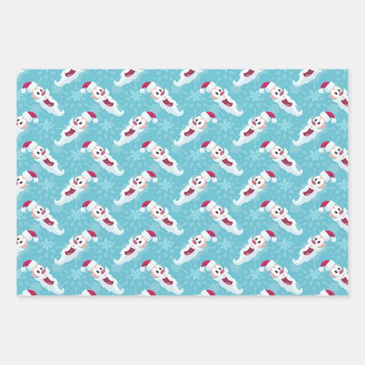 Kerstkerstman met Aqua Background Inpakpapier Vel (Voorkant 2)