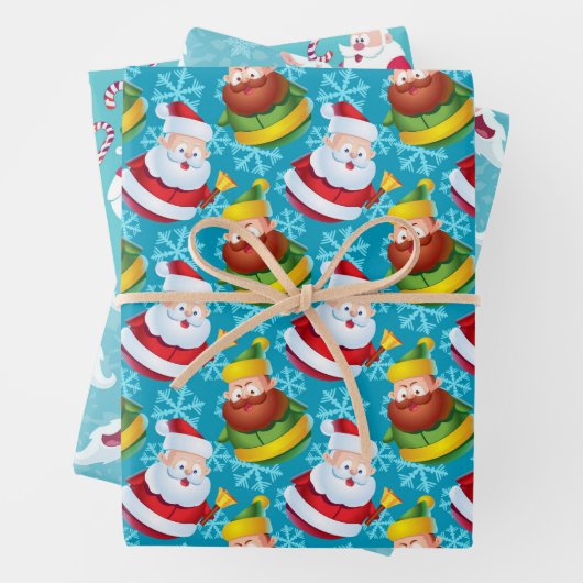 Kerstkerstman met Aqua Background Inpakpapier Vel (In situ)