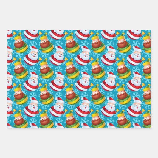 Kerstkerstman met Aqua Background Inpakpapier Vel (Voorkant)