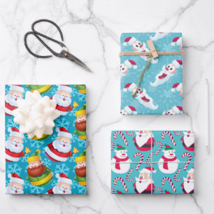 Kerstkerstman met Aqua Background Inpakpapier Vel