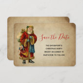 kerstkerstman met ouderdoms kerstfeest save the date (Voorkant / Achterkant)