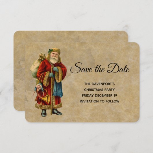 kerstkerstman met ouderdoms kerstfeest save the date (Voorkant / Achterkant)