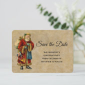  kerstkerstman met ouderdoms kerstfeest save the date (Staand voorkant)