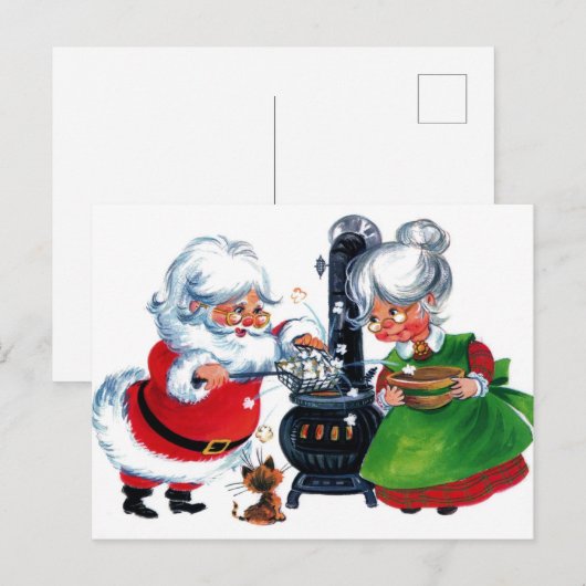 kerstkerstman met retro-vintage mevrouw Claus Holi Briefkaart (Voorkant / Achterkant)