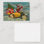 Kerstkerstman op motorfiets 3,5 x 2,5 notitiekaartje (Voorkant / Achterkant)