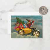 Kerstkerstman op motorfiets 3,5 x 2,5 notitiekaartje (Voorkant / Achterkant in situ)