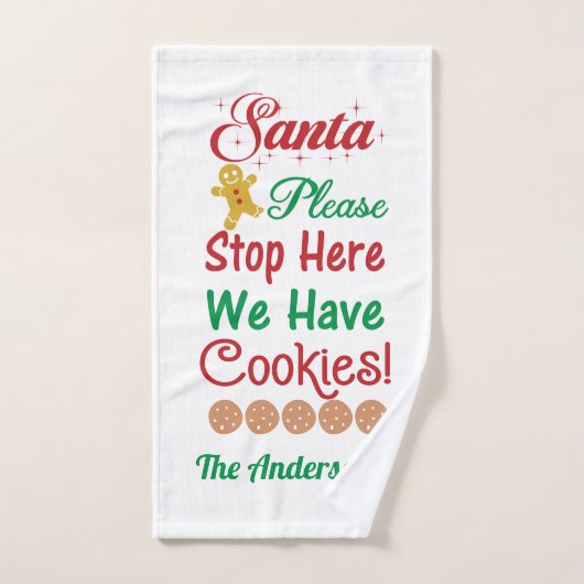Kerstkerstman Stop hier alsjeblieft met koekjes. Bad Handdoek (Handdoek)