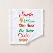 Kerstkerstman Stop hier alsjeblieft met koekjes. Bad Handdoek (Wasdoekje)